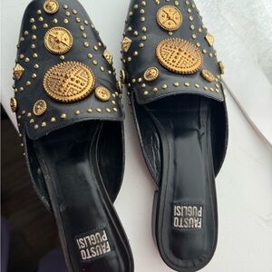 Black and Gold Embellished Women's Shoes